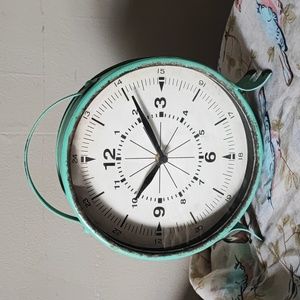 Large Clock Distressed Teal CBK March 2017 Metal Freestanding EUC Works
